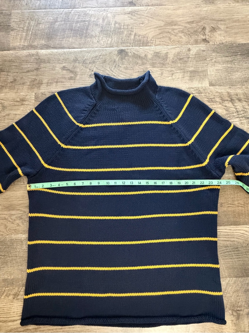 J.Crew 1988 Rollneck Stripe Cotton Sweater Navy Gold NWT Size L HO25 - Picture 3 of 8